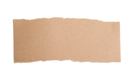 Photo of Piece of brown paper isolated on white, top view. Space for text