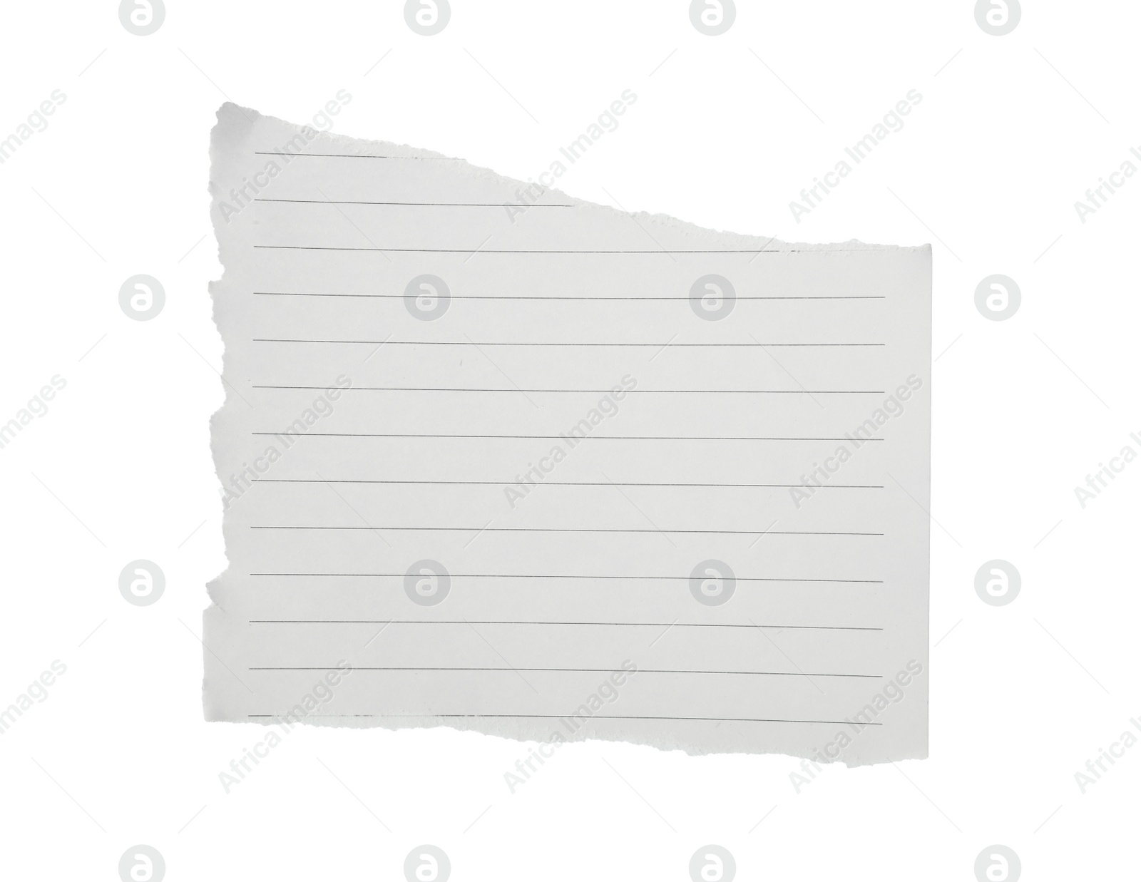 Photo of Piece of blank notebook paper isolated on white. Space for design