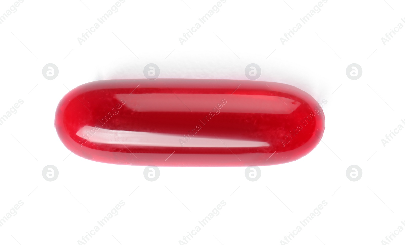 Photo of Pill on white background, top view. Medical care and treatment