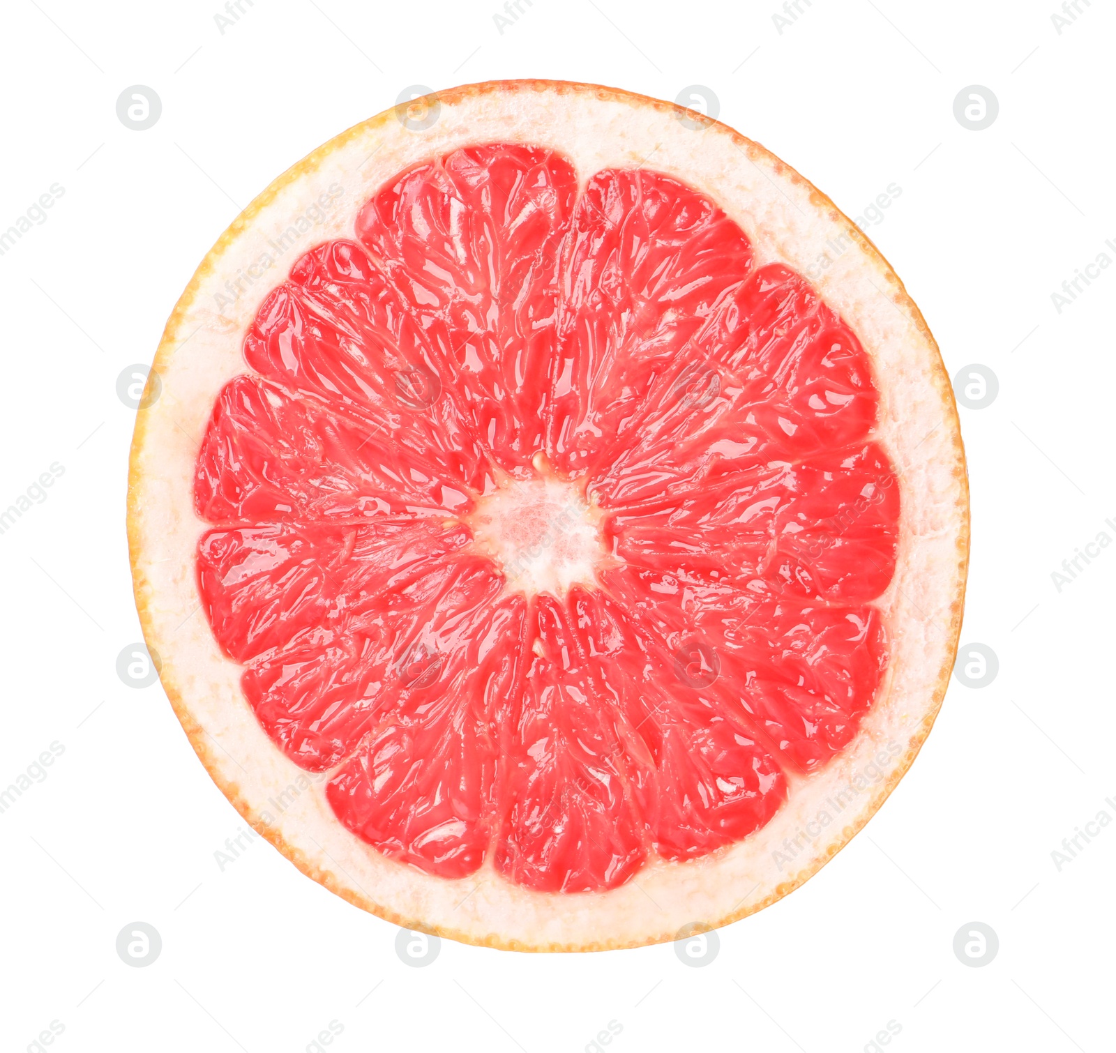 Photo of Citrus fruit. Sliced fresh ripe grapefruit isolated on white