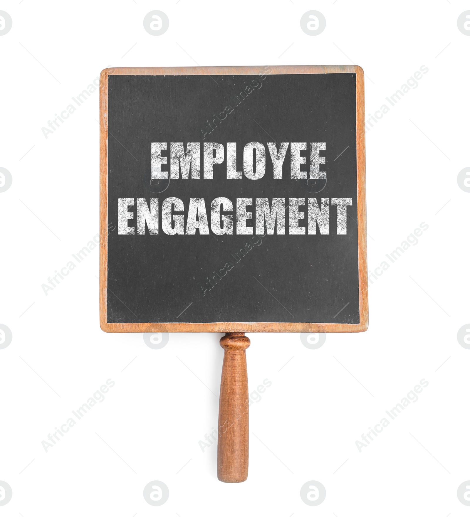 Image of Small blackboard with text Employee Engagement on white background