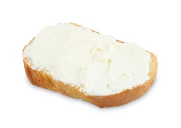 Bread with cream cheese isolated on white