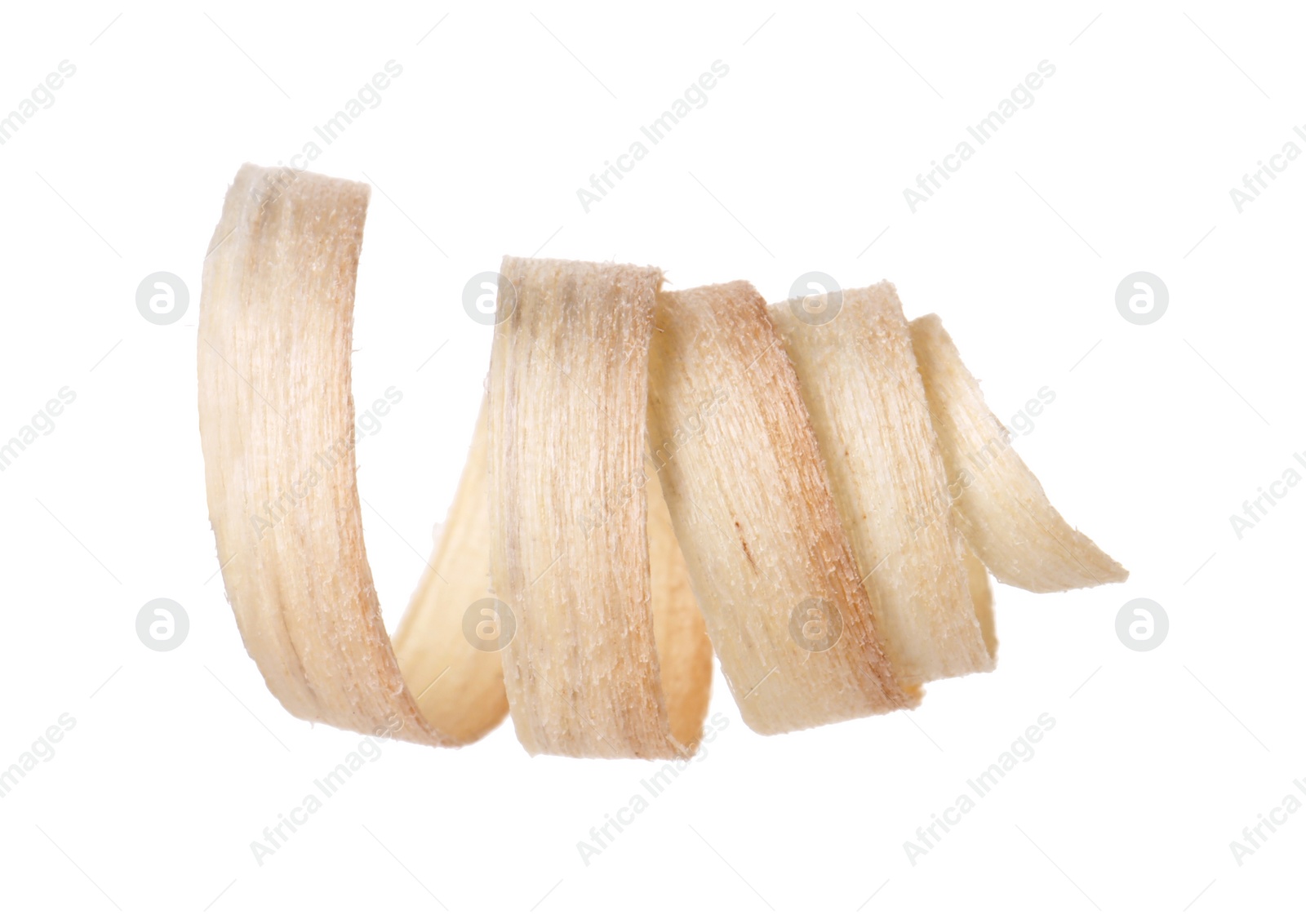 Photo of One shaving of wood isolated on white