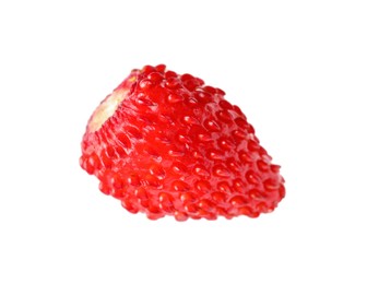 Photo of One ripe wild strawberry isolated on white