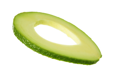 Photo of Slice of ripe avocado isolated on white