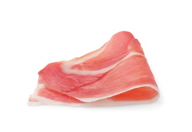 Slice of delicious jamon isolated on white