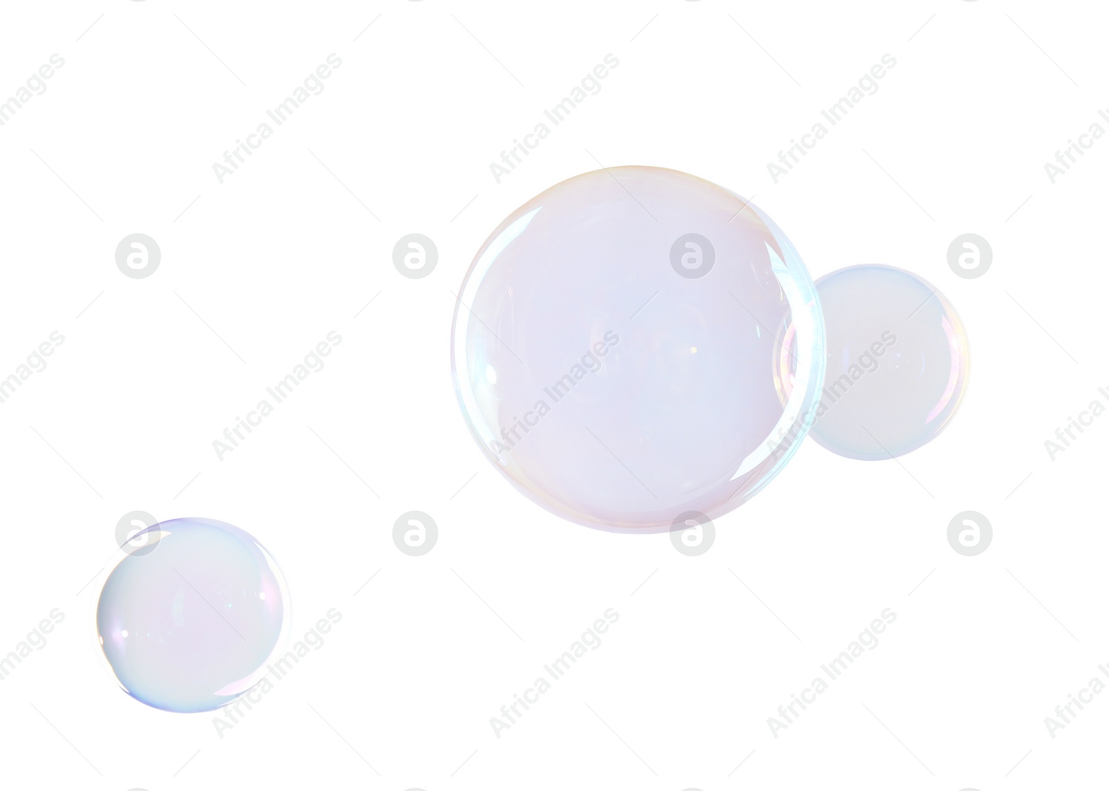 Photo of Beautiful transparent soap bubbles isolated on white