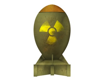 Illustration of  atomic weapon with radiation warning symbol on white background