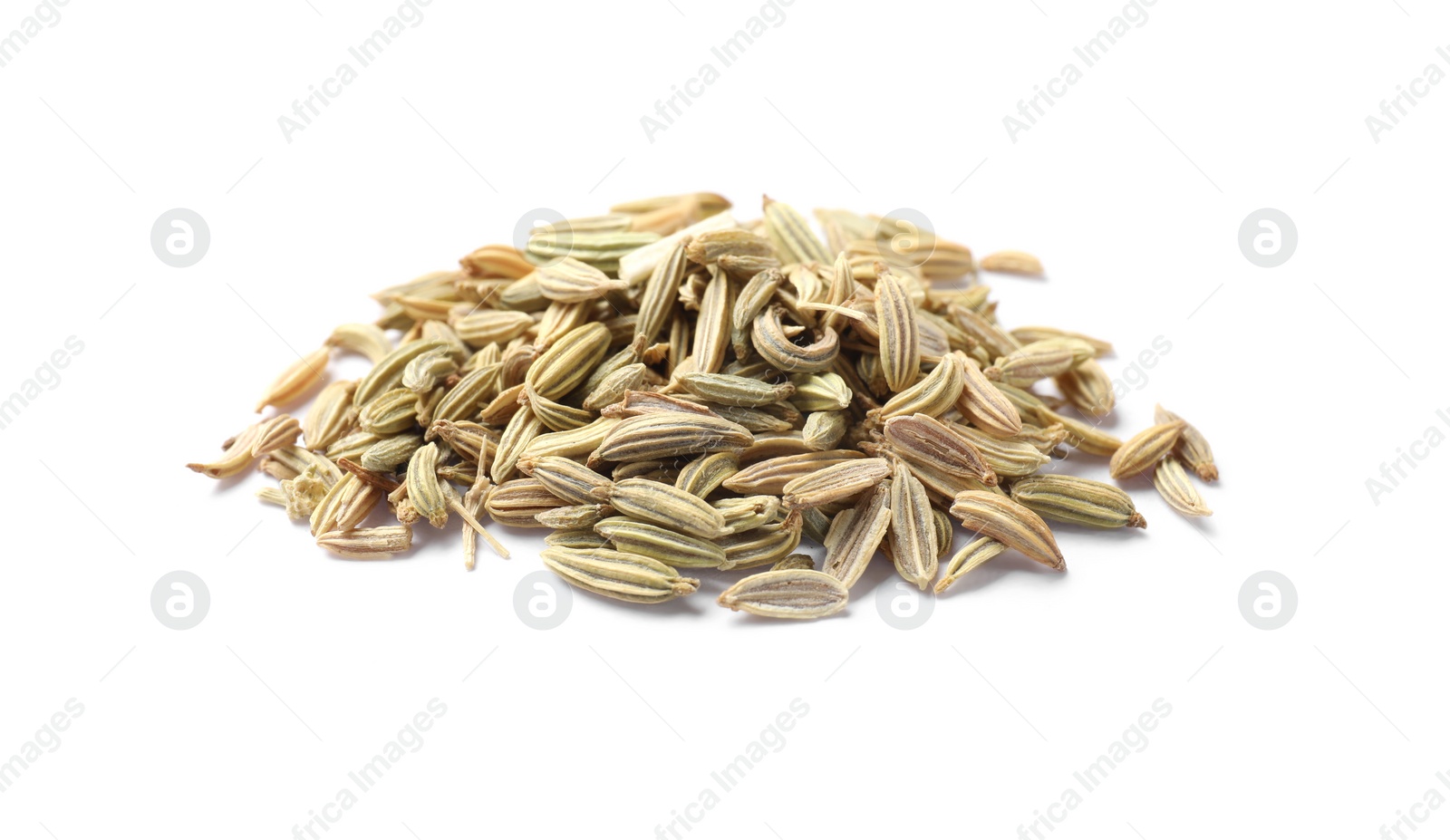 Photo of Pile of dry fennel seeds isolated on white