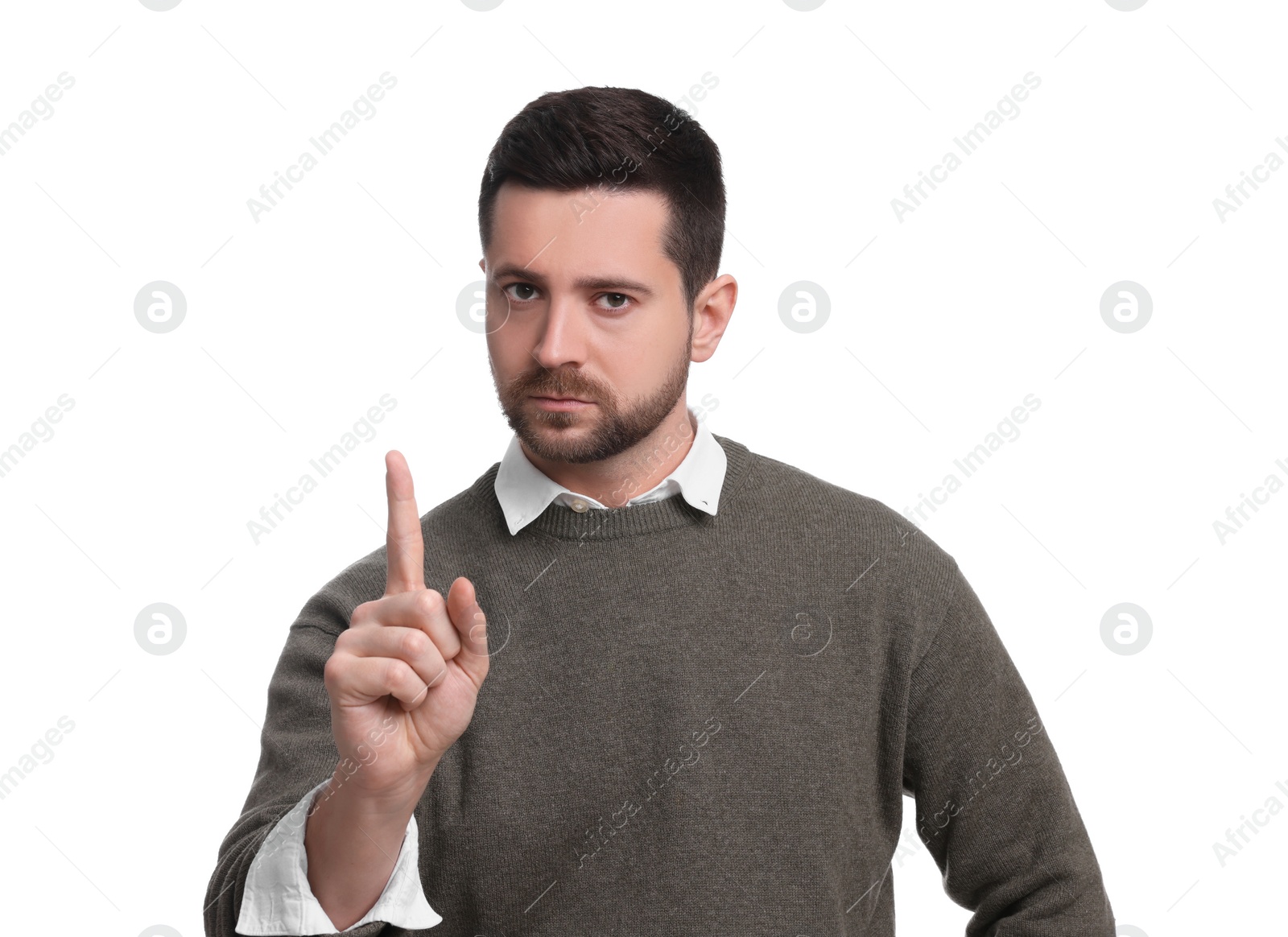 Photo of Portrait of handsome bearded businessman on white background