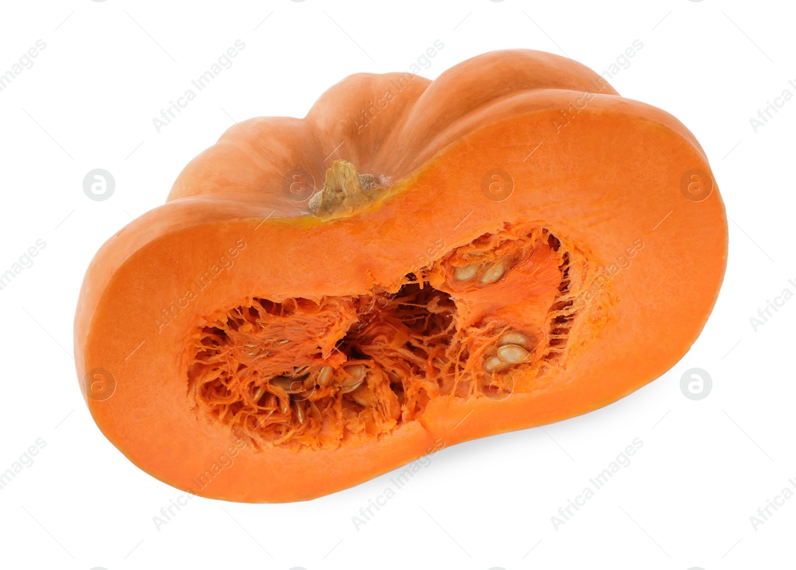 Photo of Half of fresh ripe pumpkin isolated on white