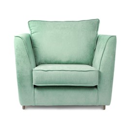 Image of One comfortable celadon color armchair isolated on white