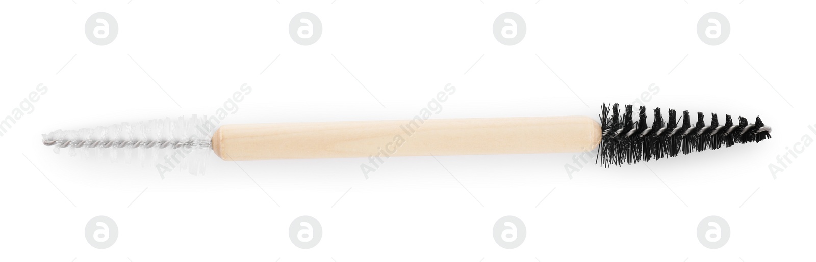 Photo of One wooden clay crafting tool isolated on white, top view