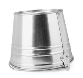 Photo of One shiny metal bucket isolated on white