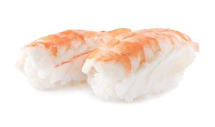 Photo of Delicious nigiri sushi with shrimp isolated on white