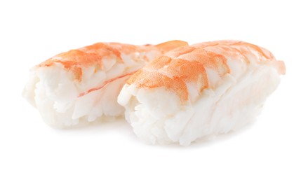 Photo of Delicious nigiri sushi with shrimp isolated on white