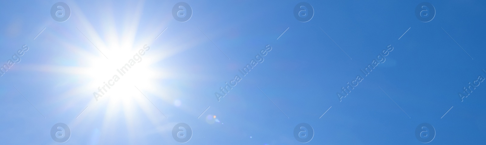 Image of Beautiful blue sky on sunny day, banner design