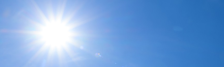 Image of Beautiful blue sky on sunny day, banner design
