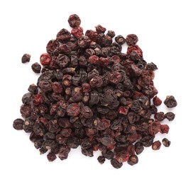 Photo of Heap of tasty dried currants on white background, top view