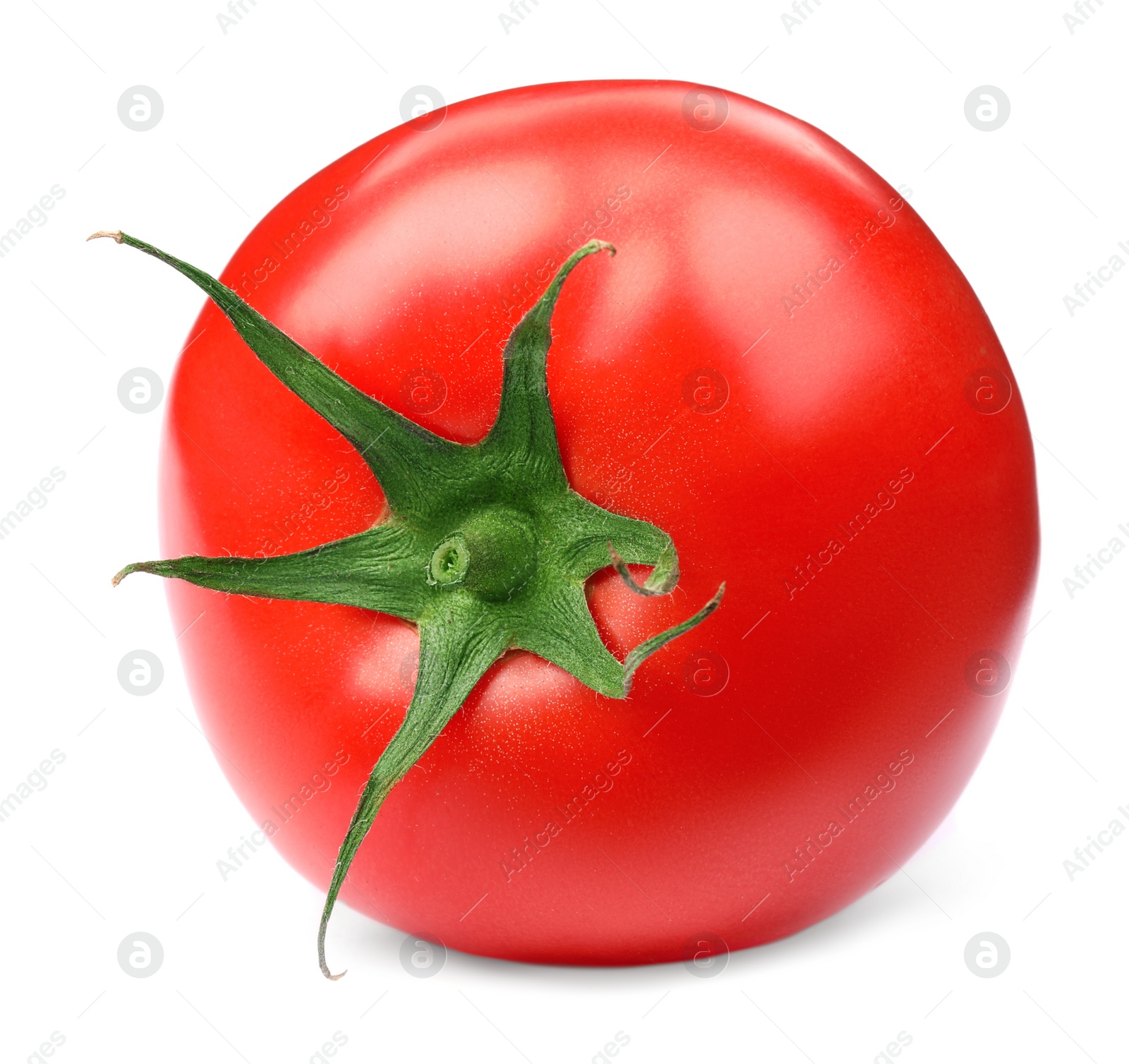 Photo of One red ripe tomato isolated on white