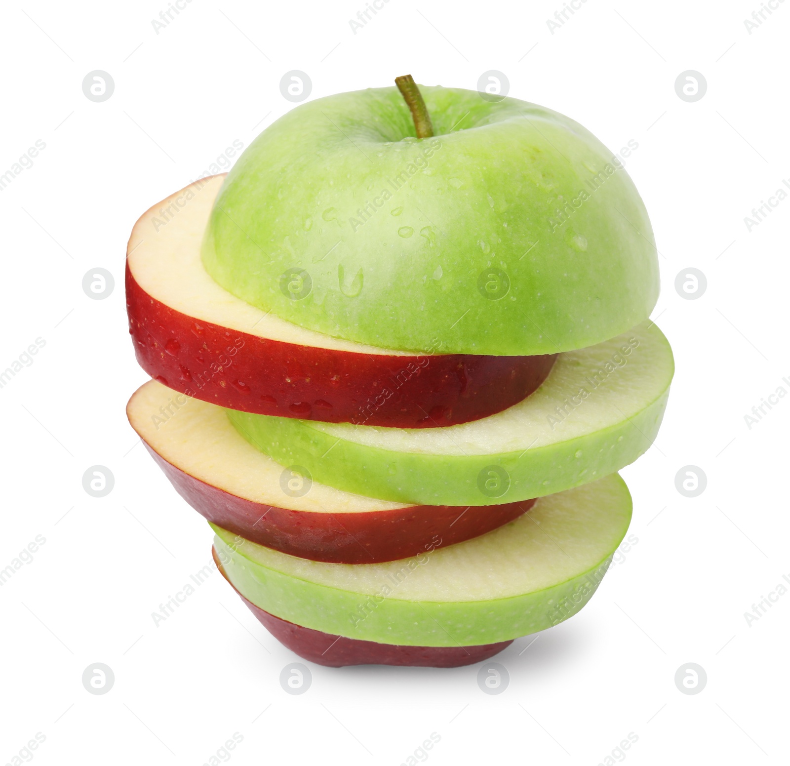 Photo of Slices of ripe apples isolated on white