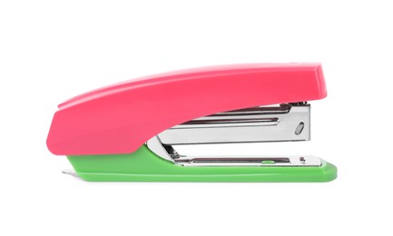 Photo of One new bright stapler isolated on white