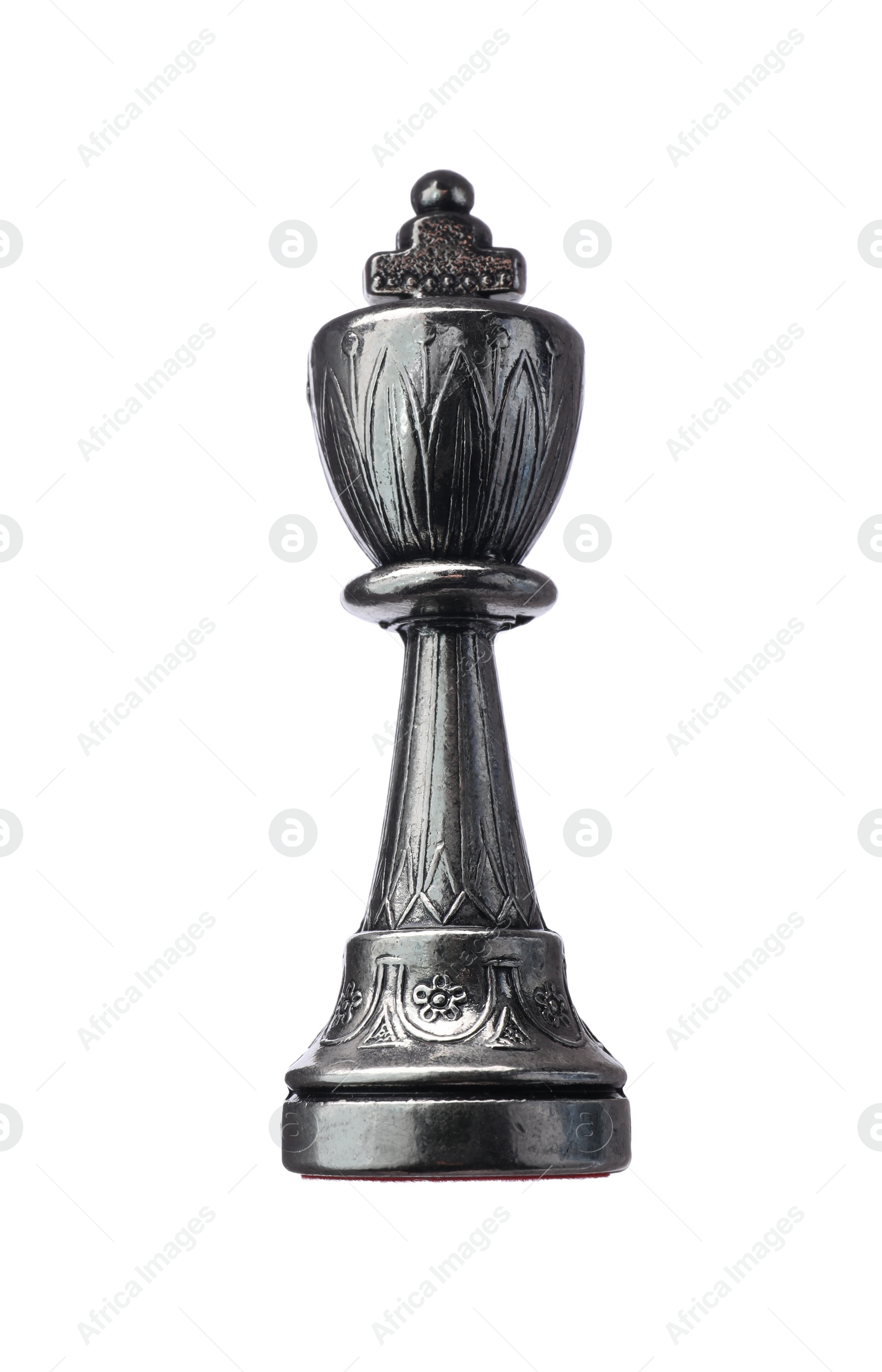 Photo of One black chess king isolated on white