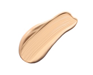 Photo of Swatch of liquid skin foundation isolated on white, top view