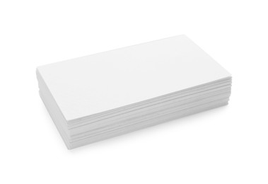 Photo of Blank business cards isolated on white. Mockup for design