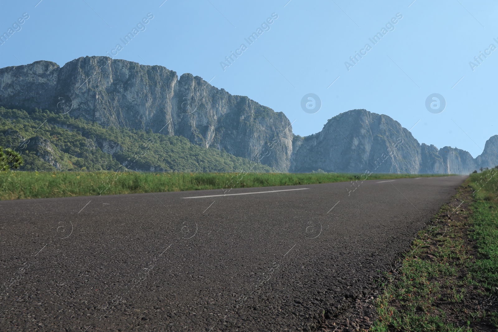 Image of Empty asphalt road in mountains. Picturesque landscape