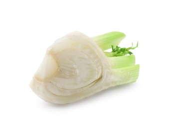 Photo of Cut fresh fennel bulb isolated on white