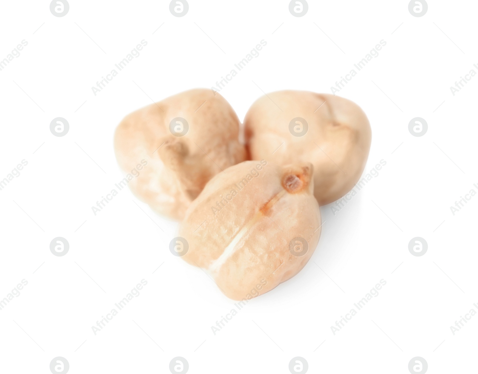 Photo of Pile of raw chickpeas on white background. Vegetable planting