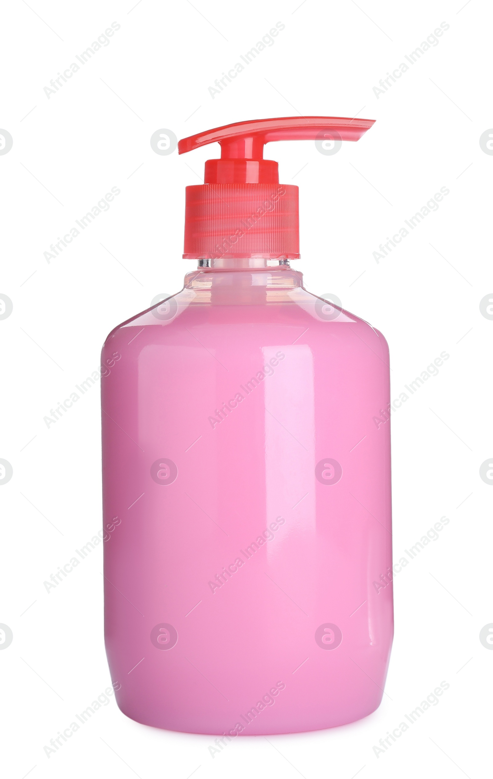 Photo of Dispenser of liquid soap isolated on white