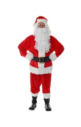 Photo of Man in Santa Claus costume posing on white background