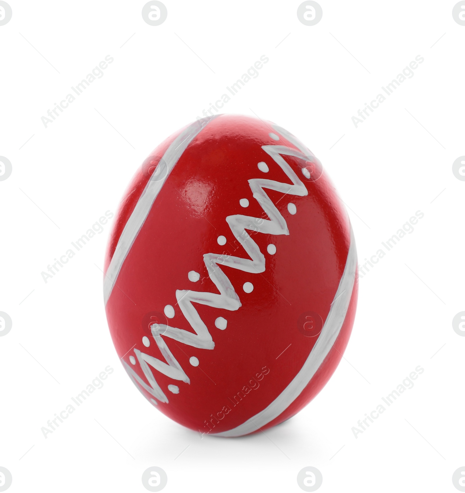 Photo of Decorated Easter egg on white background. Festive tradition