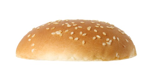 Half of fresh burger bun isolated on white