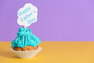 Tasty cupcake on table. Father's day celebration