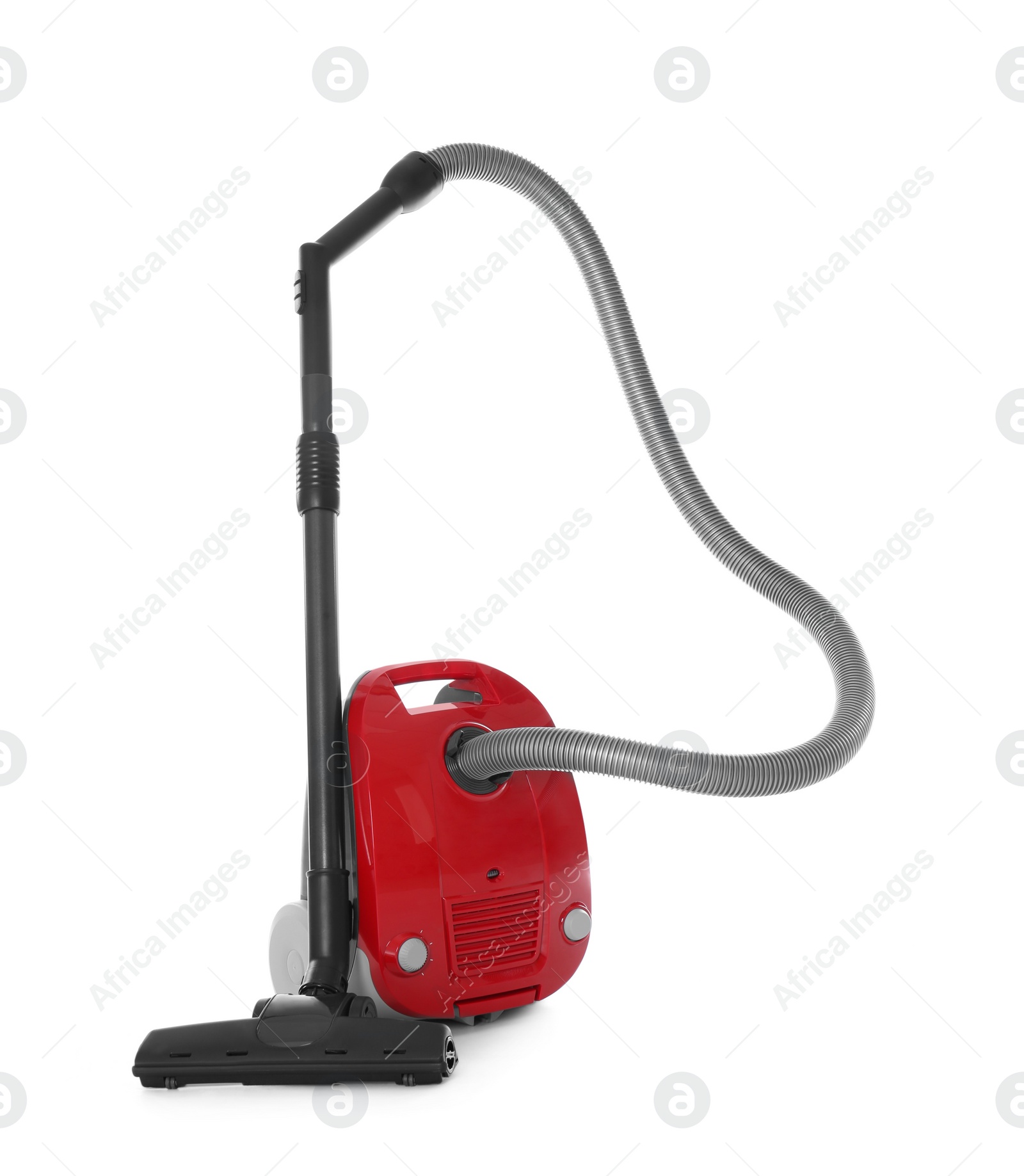 Photo of Modern red vacuum cleaner isolated on white