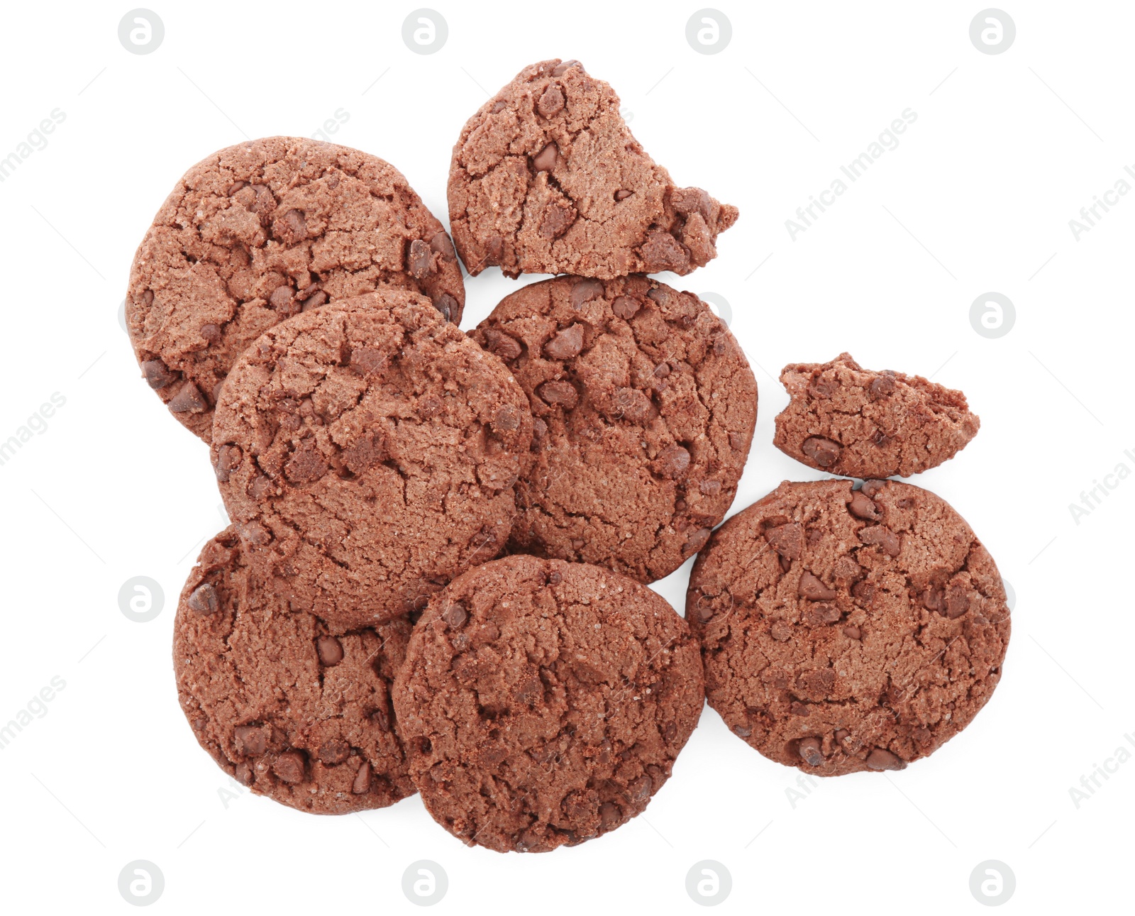 Photo of Delicious chocolate chip cookies isolated on white