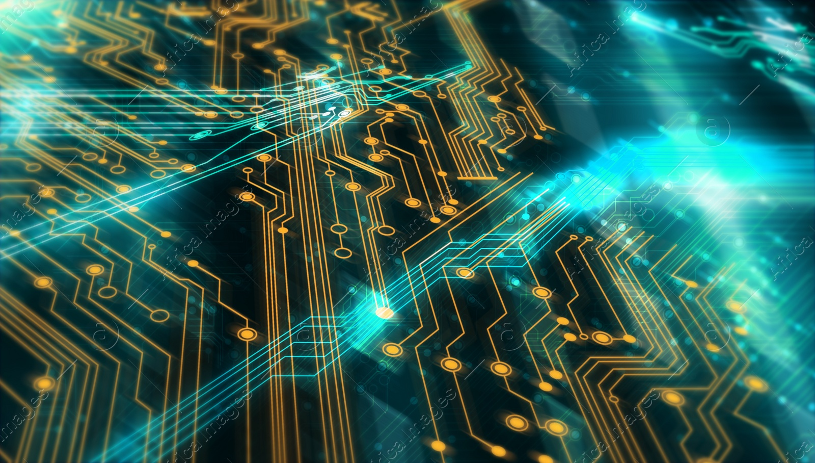 Illustration of Electronics and technology. Circuit board pattern illustration