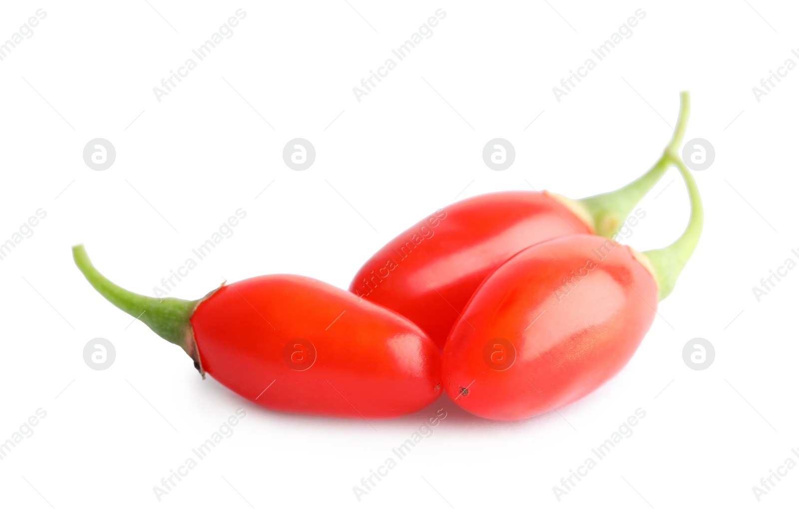 Photo of Fresh goji berries on white background. Healthy superfood