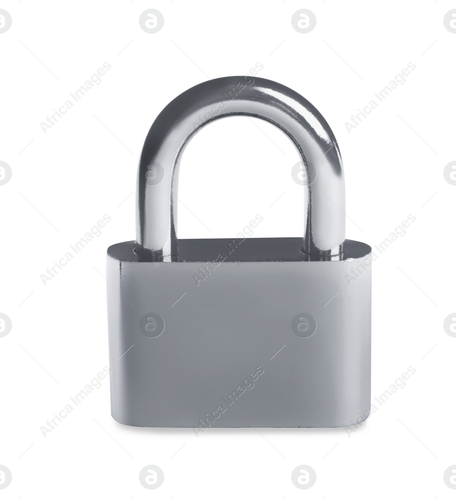 Photo of Steel padlock isolated on white. Safety concept