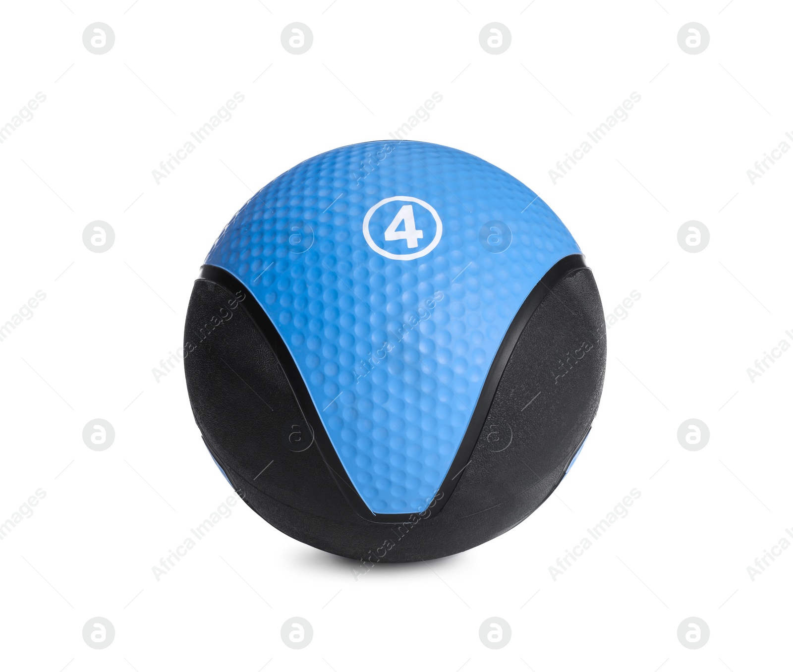 Photo of Blue and black medicine ball isolated on white