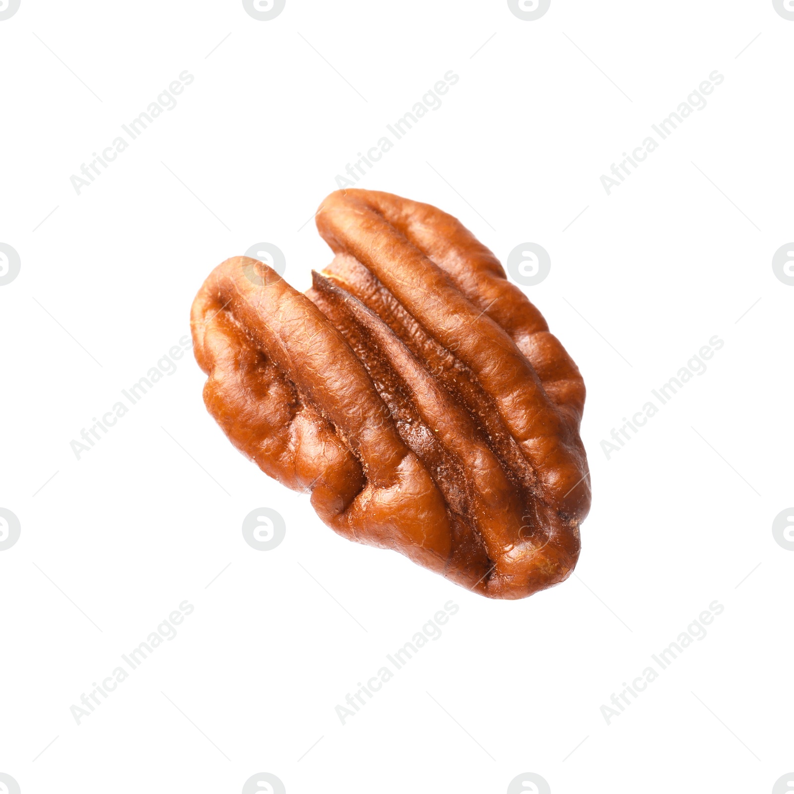 Photo of One tasty pecan nut isolated on white