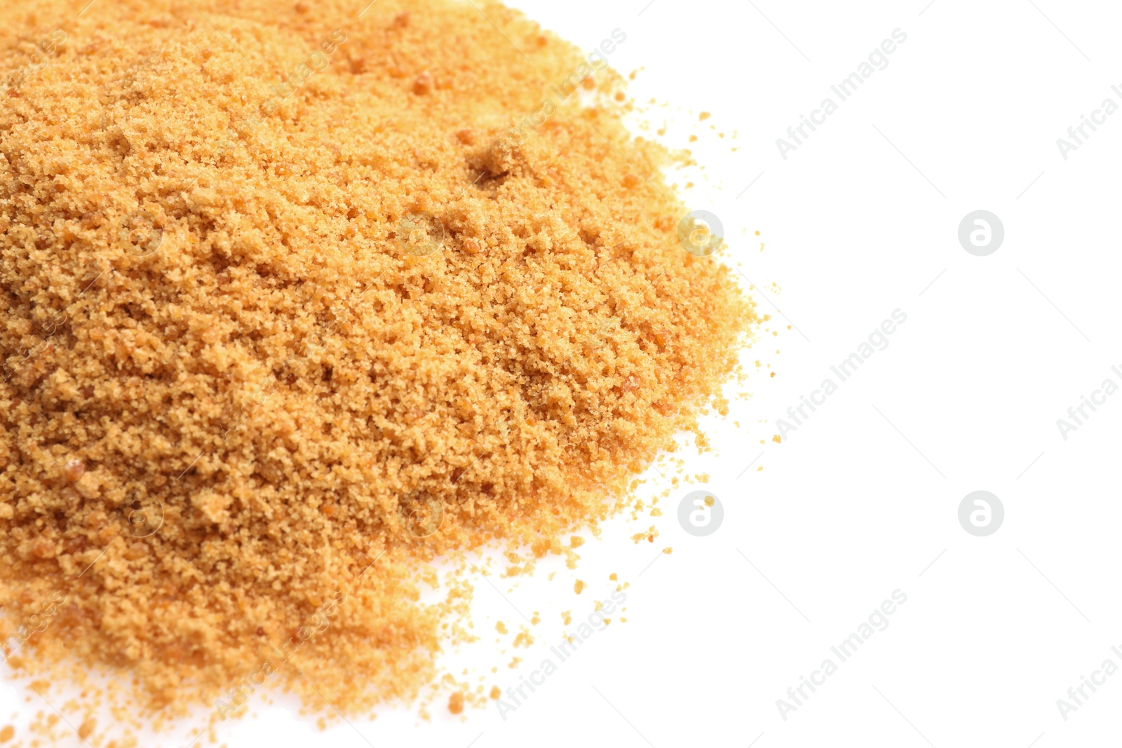 Photo of Pile of coconut sugar isolated on white