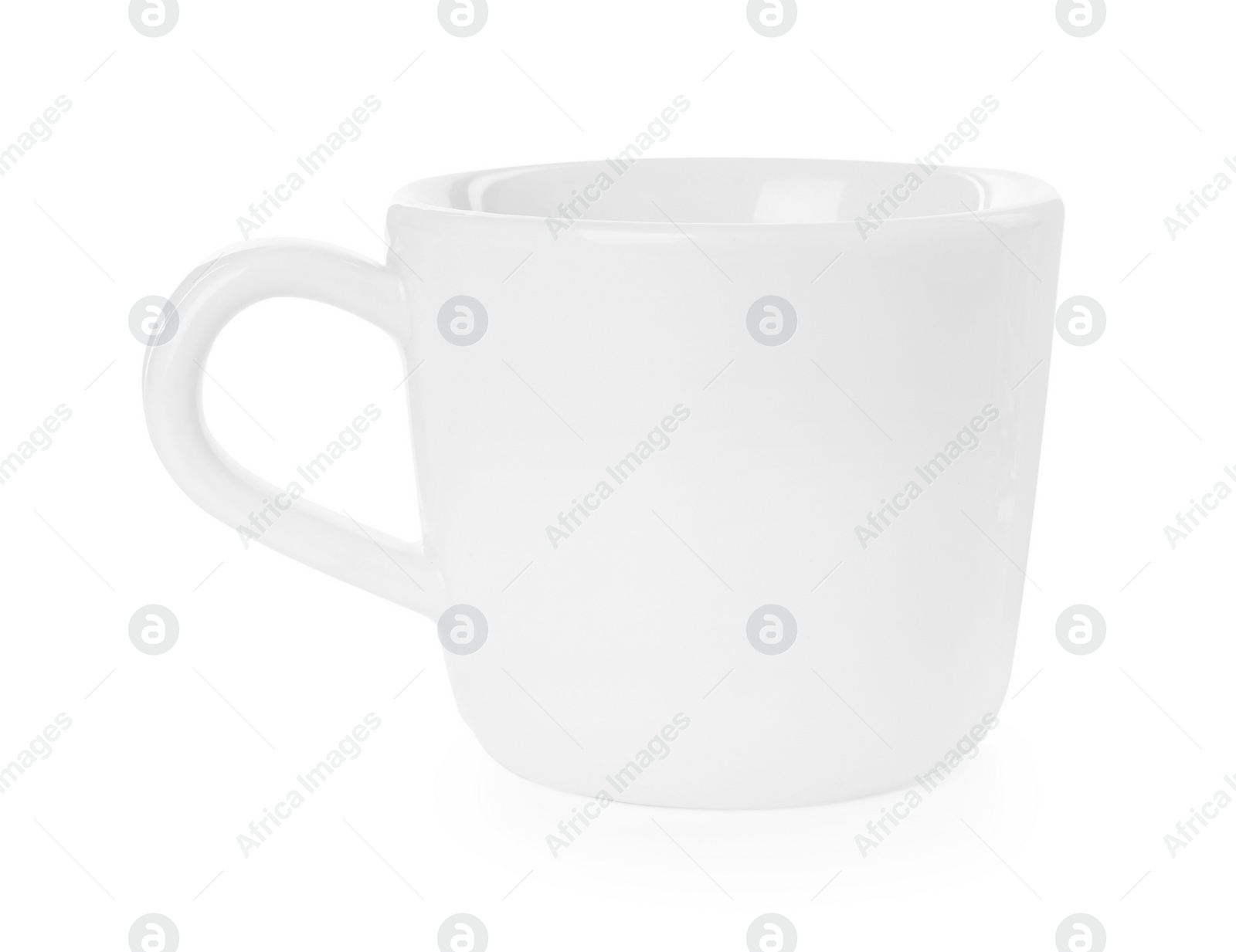 Photo of Ceramic cup isolated on white. Cooking utensil