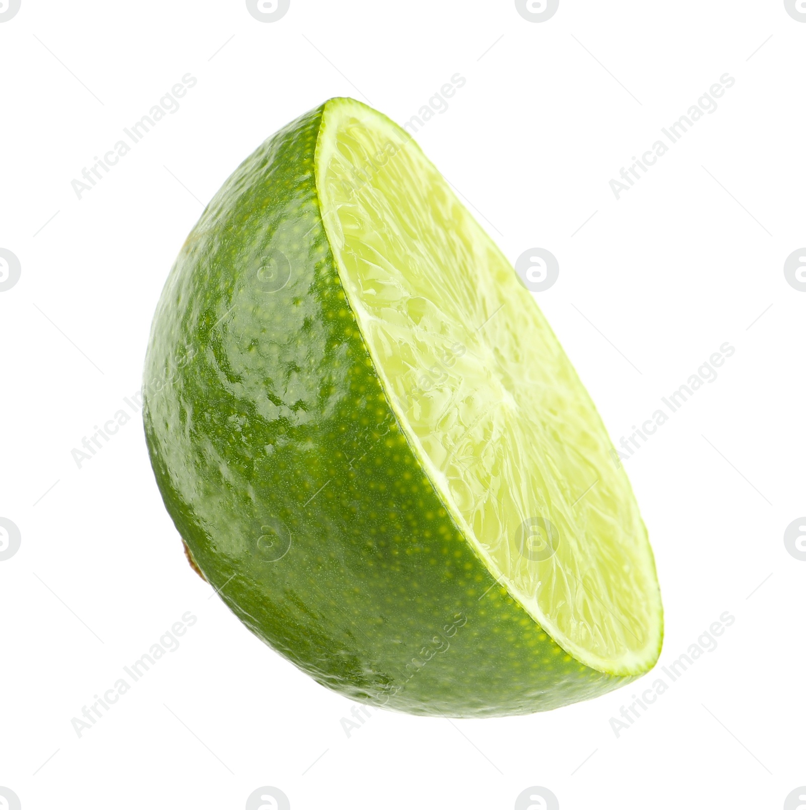 Photo of Half of fresh green ripe lime isolated on white