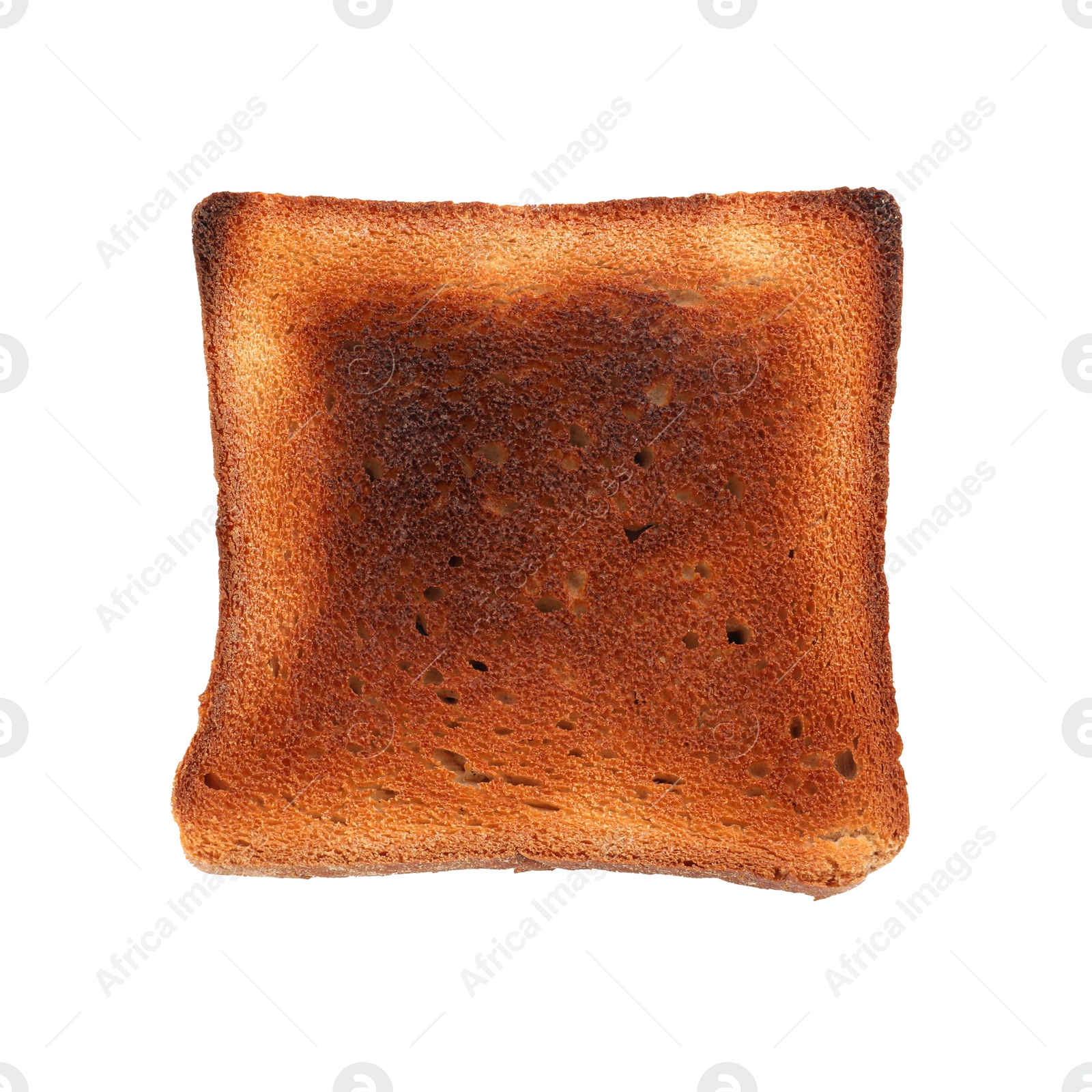 Photo of Slice of delicious toasted bread isolated on white