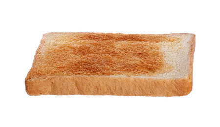 Photo of Sliced toasted bread isolated on white. Sandwich ingredient