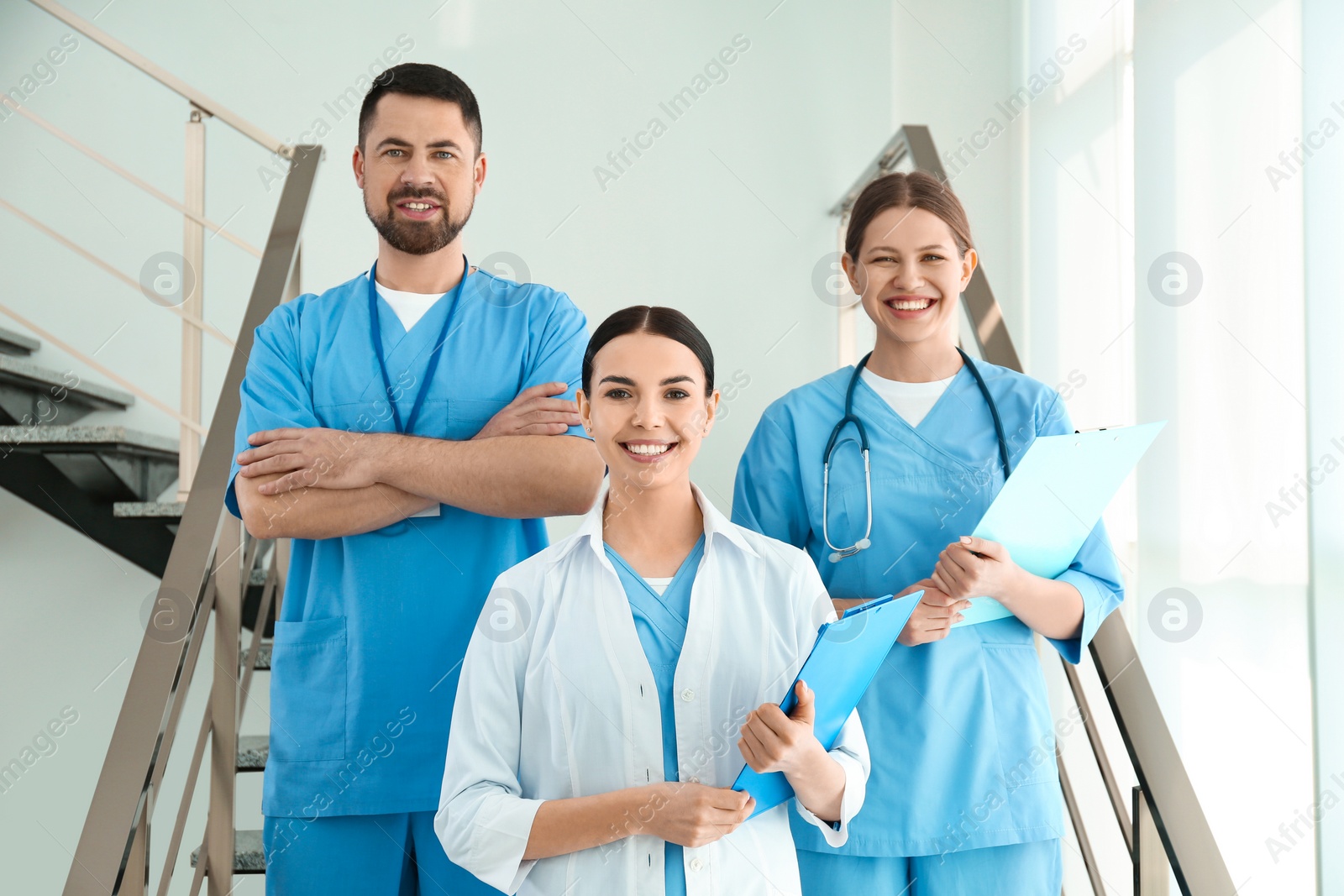 Photo of Group of doctors in hospital. Medical service